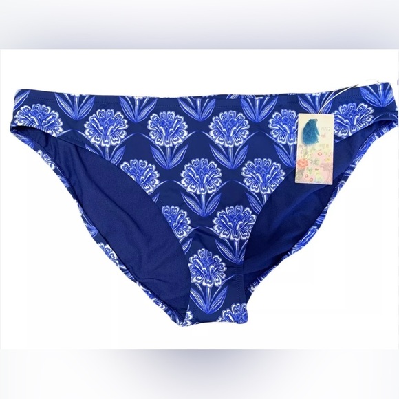 NWT! JOHNNY WAS YAO hipster bikini BOTTOMS SIZE X3 BLUE floral